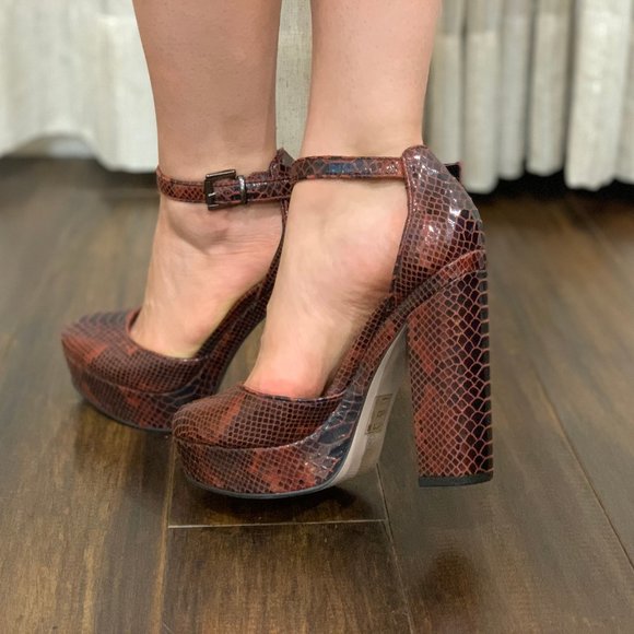 OFFICE London Snakeskin Platform Heels Sz 7.5 - Picture 2 of 5